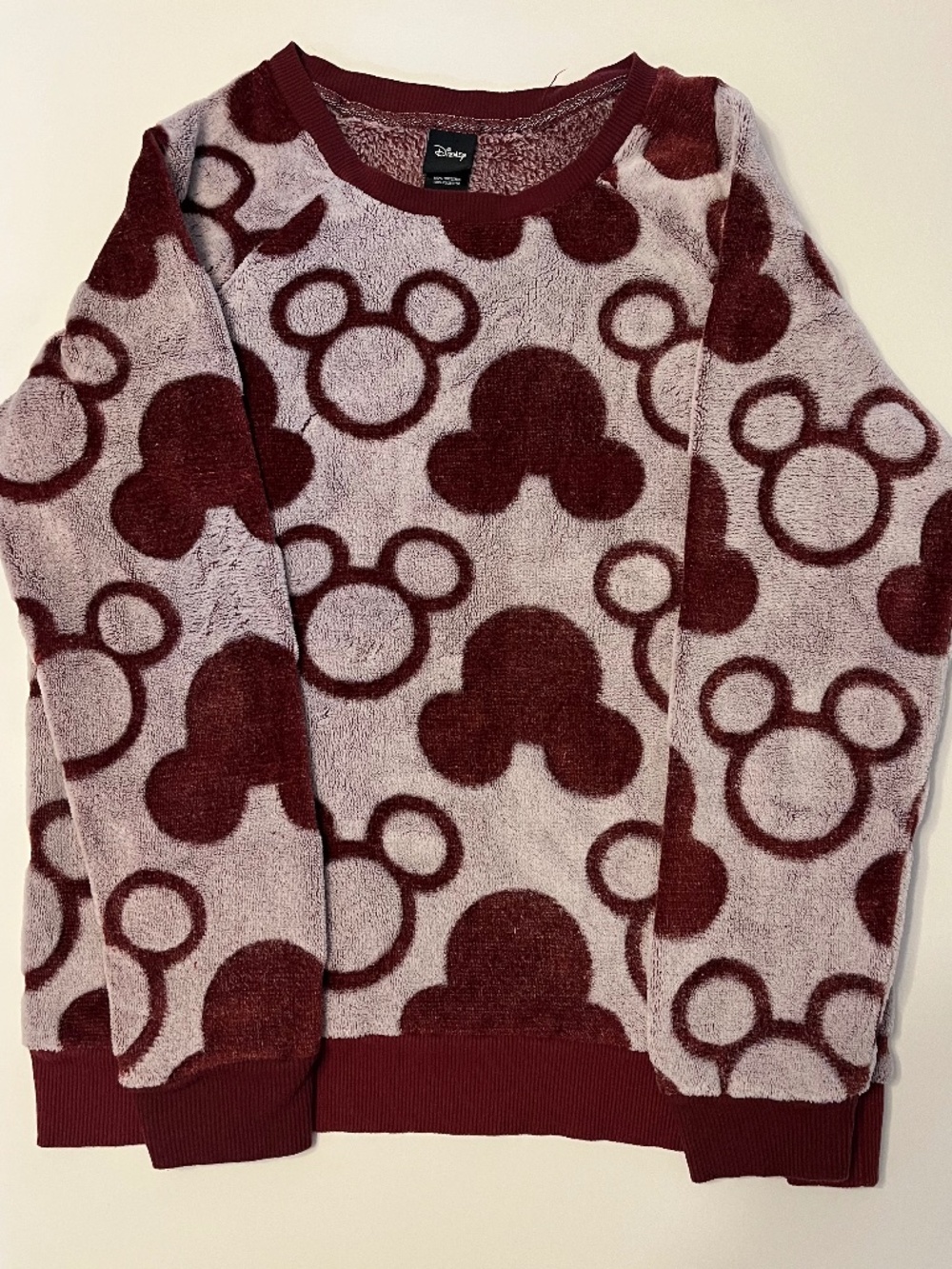 Disney Mickey Mouse Burgundy Fleece Pullover - Small
